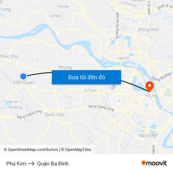 Phú Kim to Quận Ba Đình map