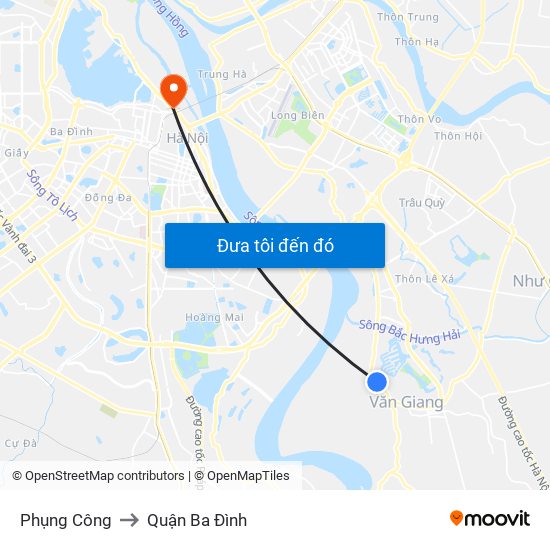 Phụng Công to Quận Ba Đình map