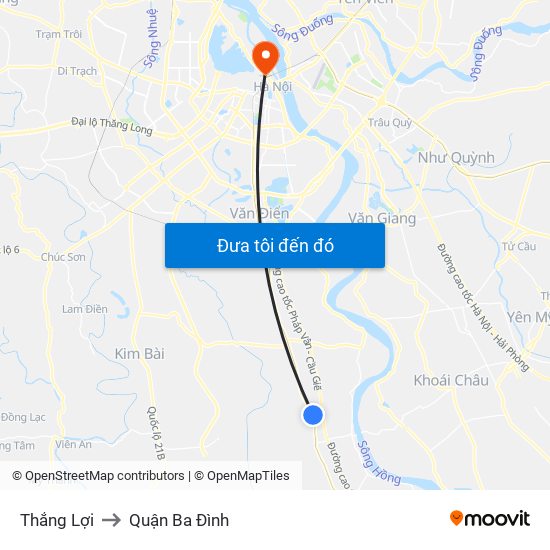 Thắng Lợi to Quận Ba Đình map