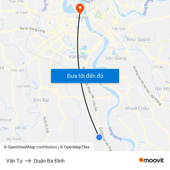 Văn Tự to Quận Ba Đình map