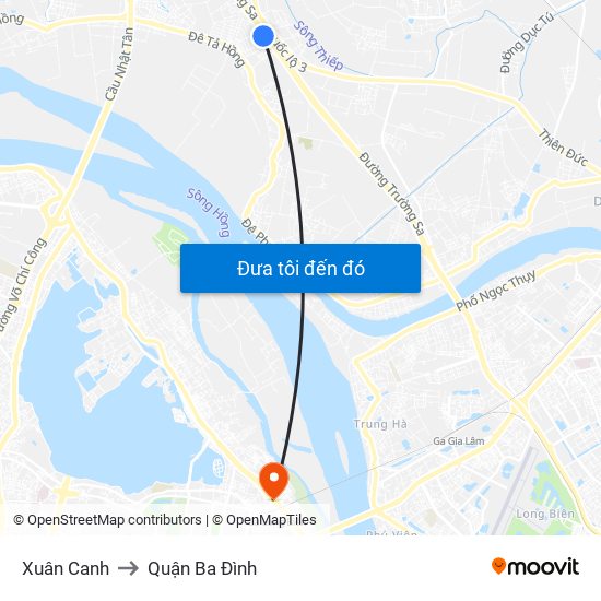 Xuân Canh to Quận Ba Đình map