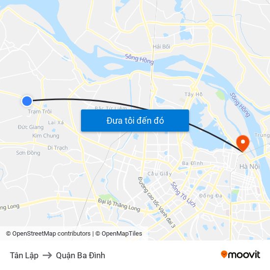 Tân Lập to Quận Ba Đình map