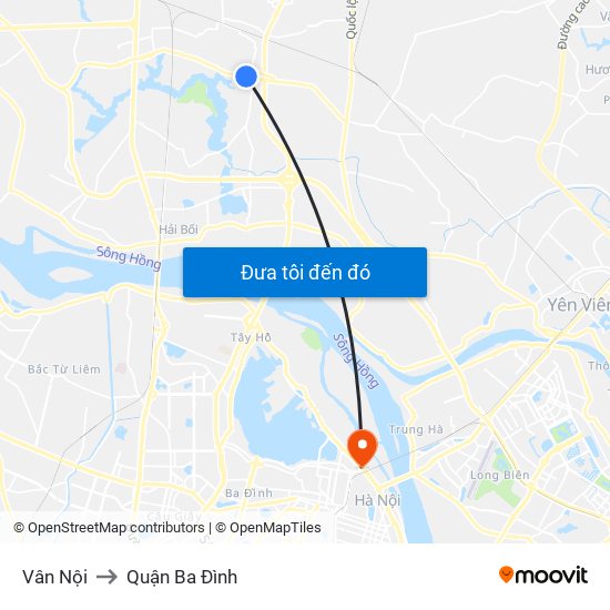 Vân Nội to Quận Ba Đình map