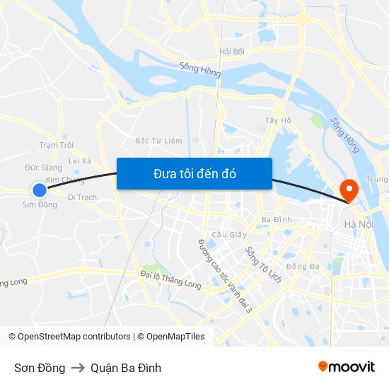 Sơn Đồng to Quận Ba Đình map