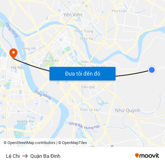 Lệ Chi to Quận Ba Đình map