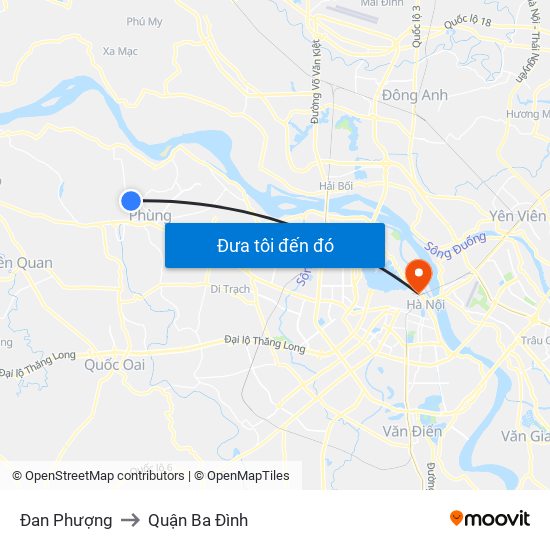 Đan Phượng to Quận Ba Đình map