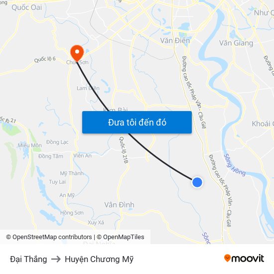 Đại Thắng to Huyện Chương Mỹ map