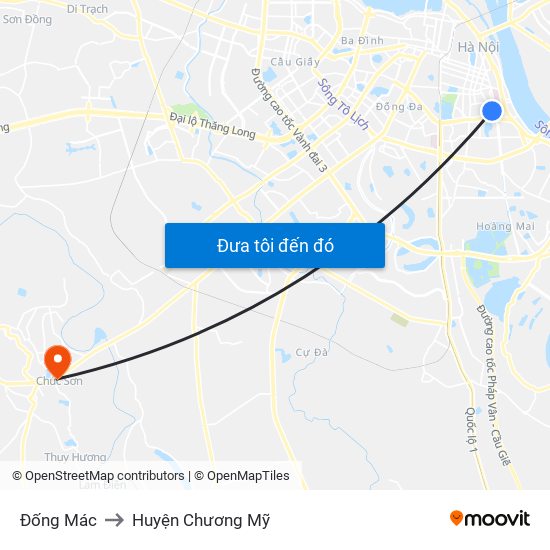 Đống Mác to Huyện Chương Mỹ map