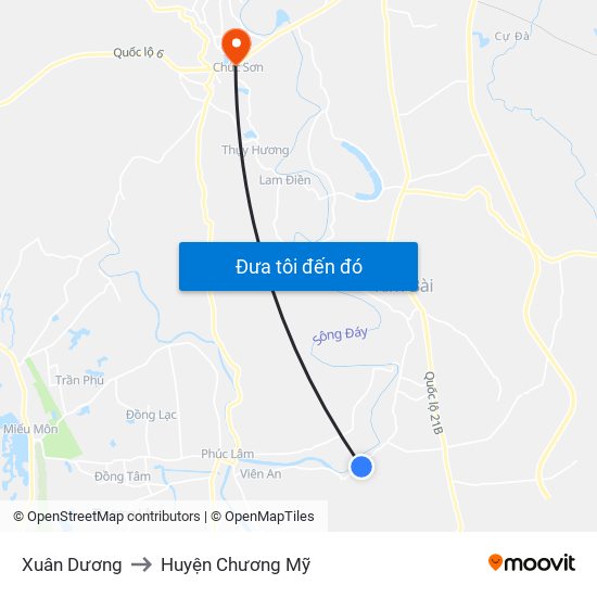 Xuân Dương to Huyện Chương Mỹ map