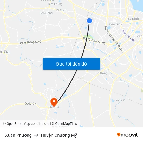Xuân Phương to Huyện Chương Mỹ map