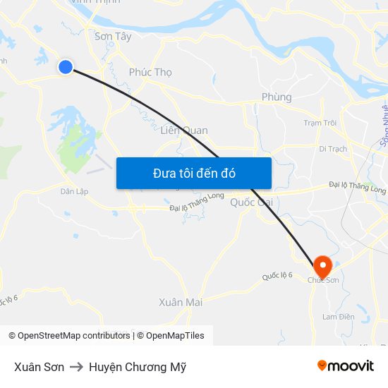 Xuân Sơn to Huyện Chương Mỹ map