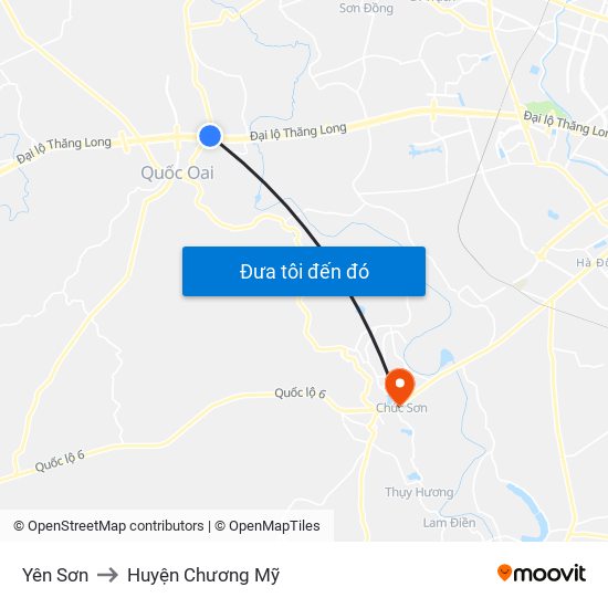 Yên Sơn to Huyện Chương Mỹ map