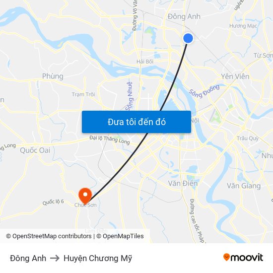 Đông Anh to Huyện Chương Mỹ map