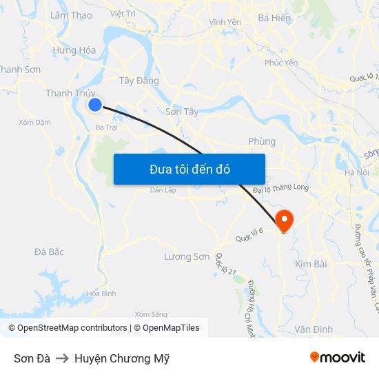 Sơn Đà to Huyện Chương Mỹ map