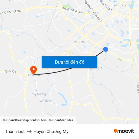 Thanh Liệt to Huyện Chương Mỹ map