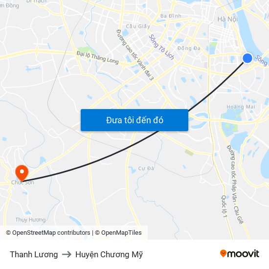 Thanh Lương to Huyện Chương Mỹ map