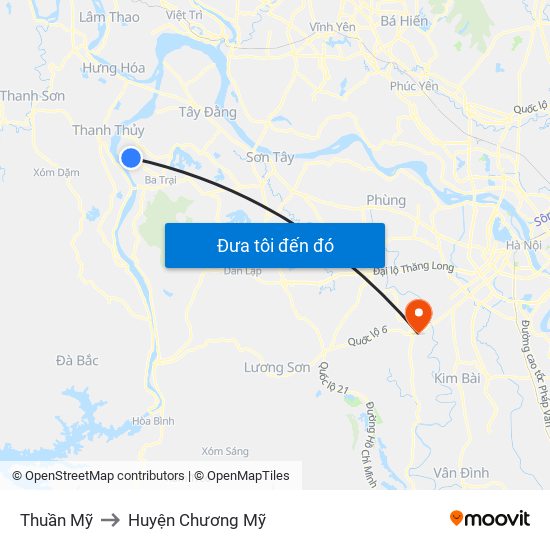 Thuần Mỹ to Huyện Chương Mỹ map