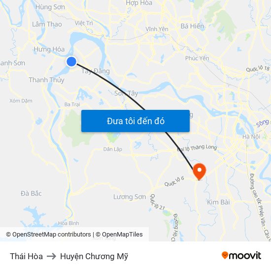 Thái Hòa to Huyện Chương Mỹ map