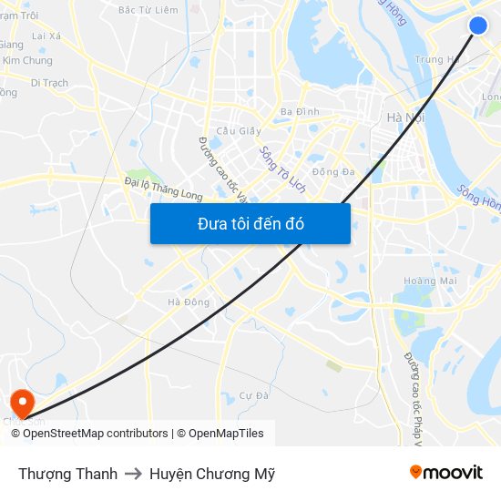 Thượng Thanh to Huyện Chương Mỹ map