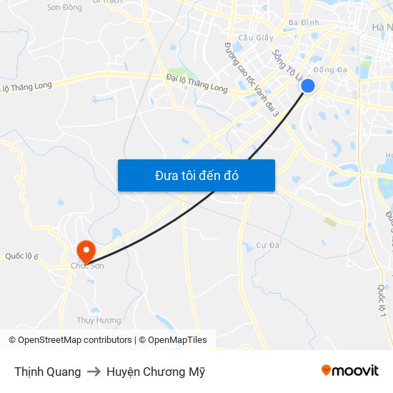 Thịnh Quang to Huyện Chương Mỹ map