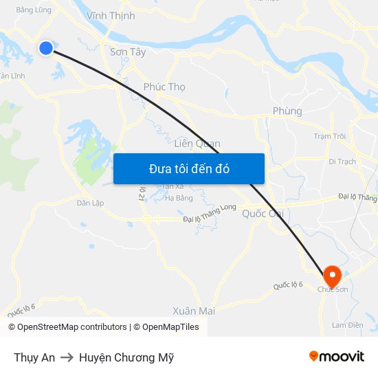 Thụy An to Huyện Chương Mỹ map