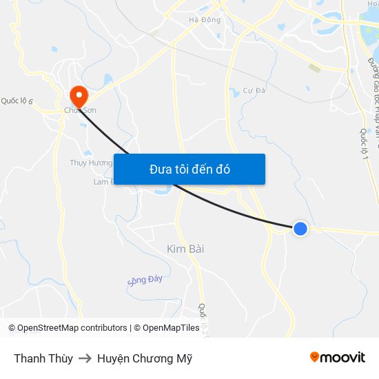 Thanh Thùy to Huyện Chương Mỹ map