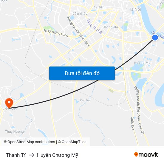 Thanh Trì to Huyện Chương Mỹ map