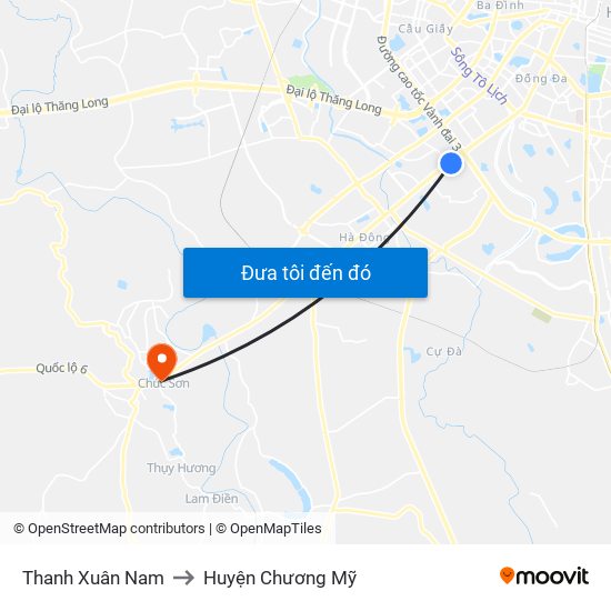 Thanh Xuân Nam to Huyện Chương Mỹ map