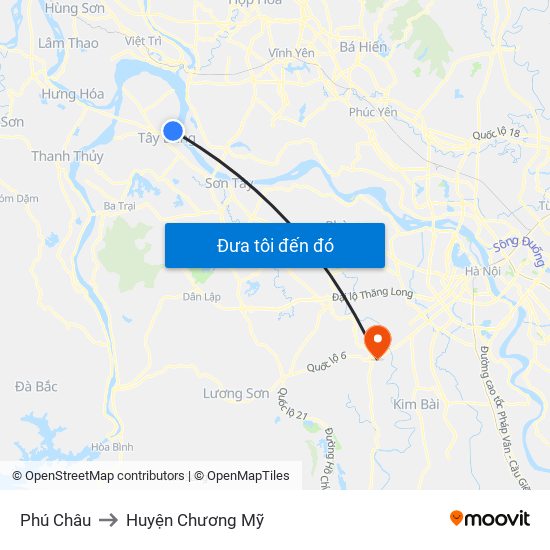 Phú Châu to Huyện Chương Mỹ map