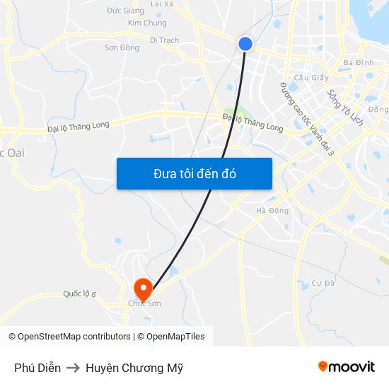 Phú Diễn to Huyện Chương Mỹ map