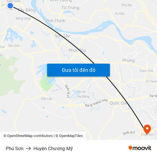 Phú Sơn to Huyện Chương Mỹ map