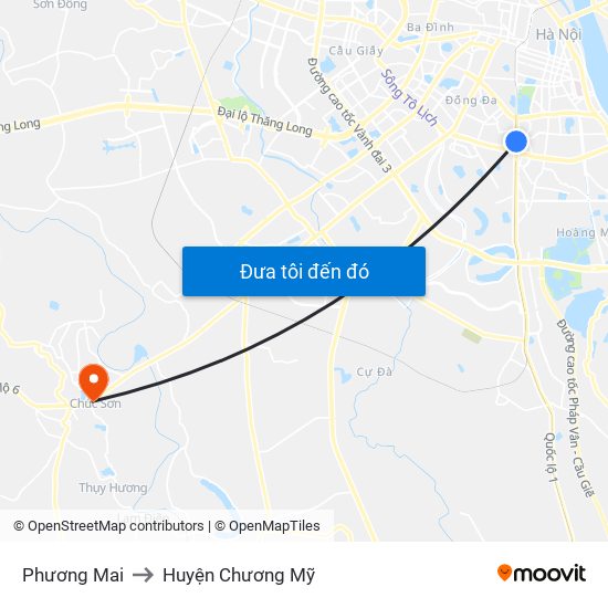 Phương Mai to Huyện Chương Mỹ map