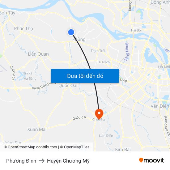 Phương Đình to Huyện Chương Mỹ map