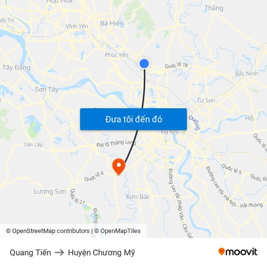 Quang Tiến to Huyện Chương Mỹ map