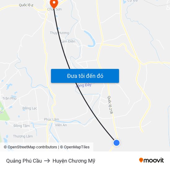 Quảng Phú Cầu to Huyện Chương Mỹ map