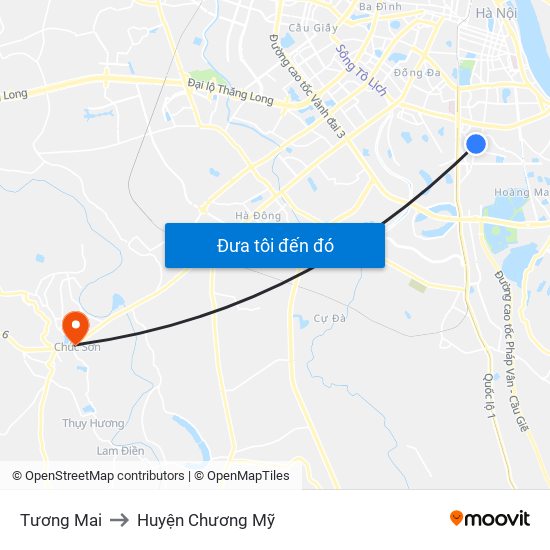 Tương Mai to Huyện Chương Mỹ map