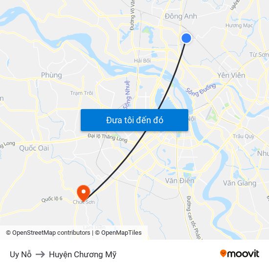 Uy Nỗ to Huyện Chương Mỹ map