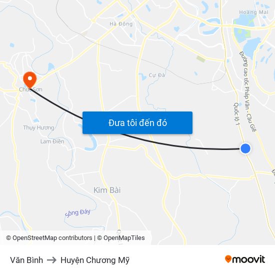 Văn Bình to Huyện Chương Mỹ map