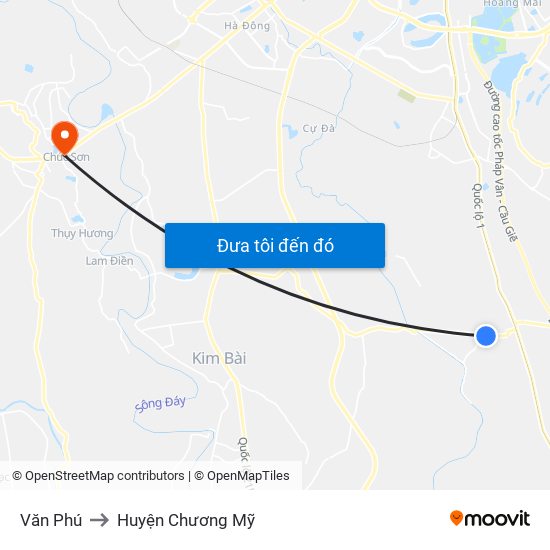 Văn Phú to Huyện Chương Mỹ map