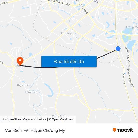 Văn Điển to Huyện Chương Mỹ map