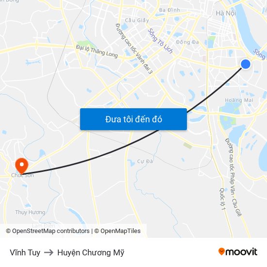 Vĩnh Tuy to Huyện Chương Mỹ map