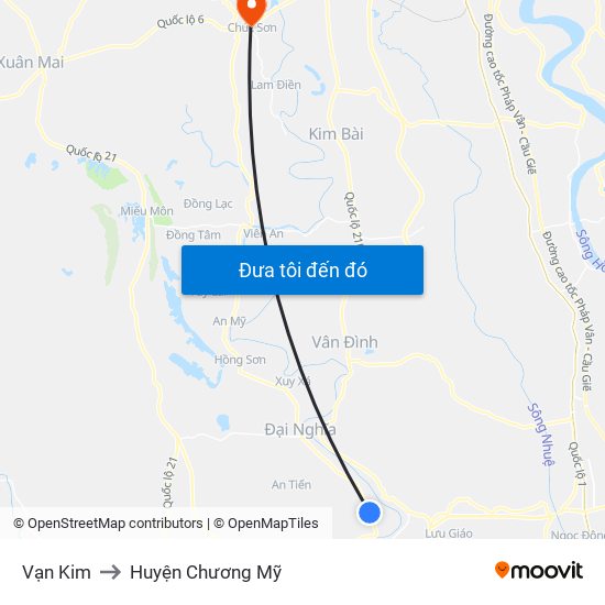 Vạn Kim to Huyện Chương Mỹ map