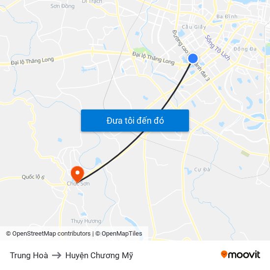 Trung Hoà to Huyện Chương Mỹ map