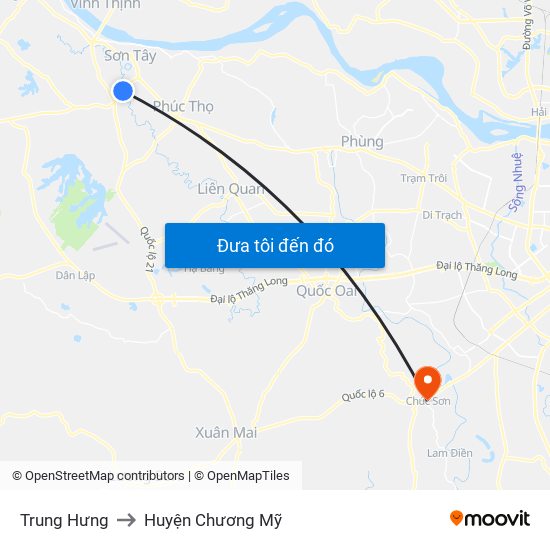 Trung Hưng to Huyện Chương Mỹ map