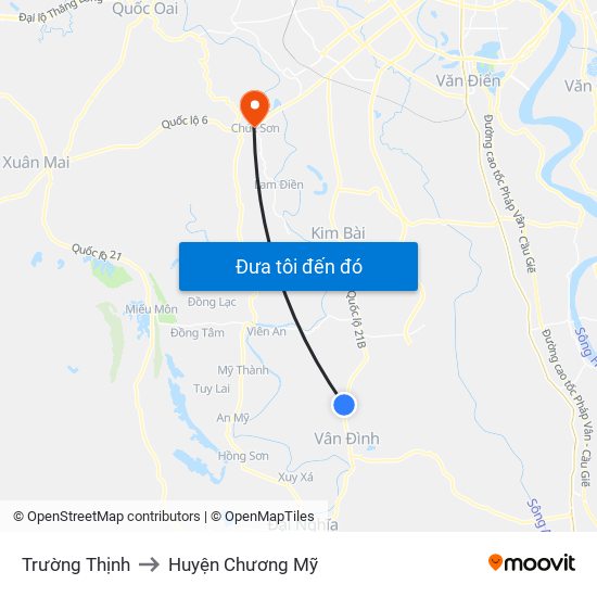 Trường Thịnh to Huyện Chương Mỹ map