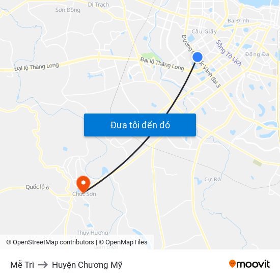 Mễ Trì to Huyện Chương Mỹ map