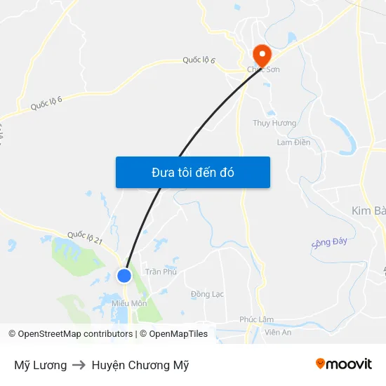 Mỹ Lương to Huyện Chương Mỹ map