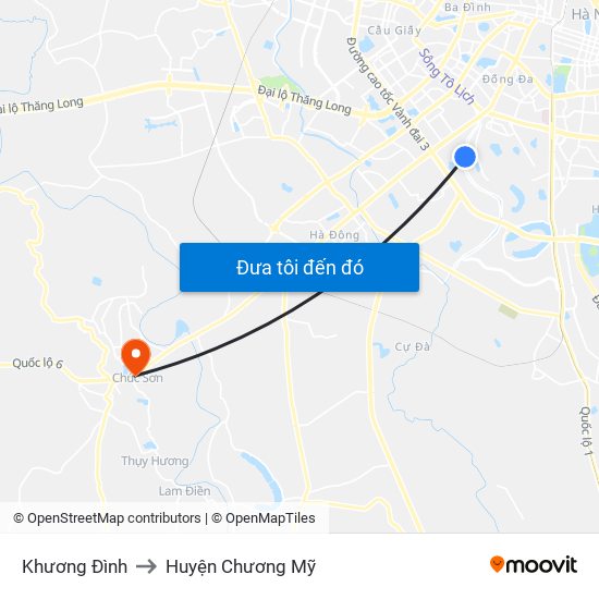 Khương Đình to Huyện Chương Mỹ map