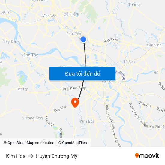 Kim Hoa to Huyện Chương Mỹ map