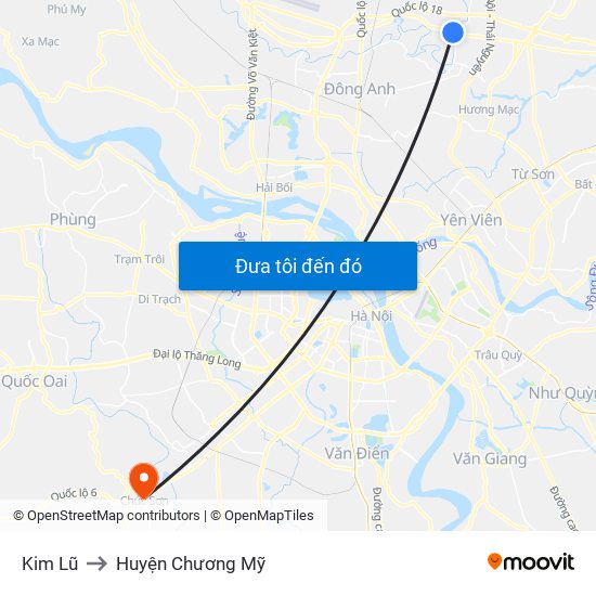 Kim Lũ to Huyện Chương Mỹ map